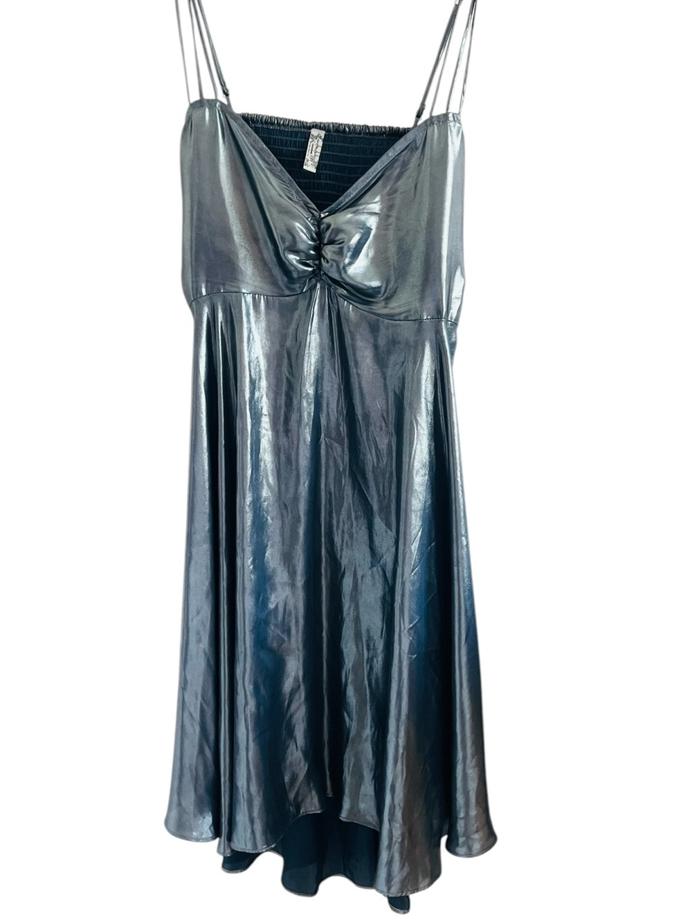 Free People Intimately Shiny Metallic Slip Dress in Gunmetal